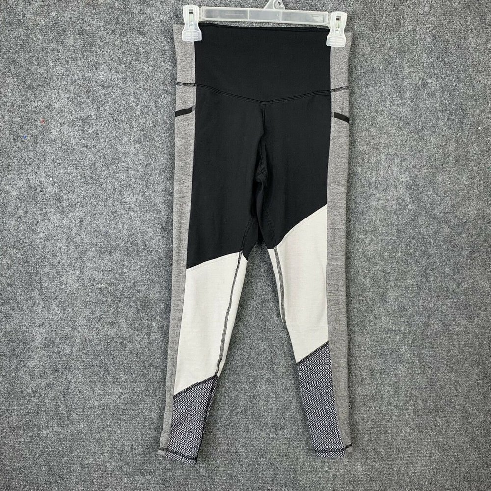 Champion Stretch Leggings Women Small Gray Black Full Length Athletic Running